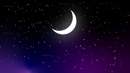 Obraz na płótnie Canvas Abstract dark blue color evening sky with starry and half moon.