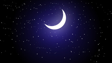 Obraz na płótnie Canvas Abstract dark blue color evening sky with starry and half moon.