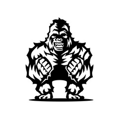 big gorilla happy and smiling, logo vector icon