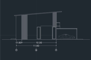 Detailed townhouse section, floor plans, apartments layout. Vector blueprint for architectural vector