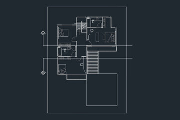 Detailed townhouse section, floor plans, apartments layout. Vector blueprint for architectural vector