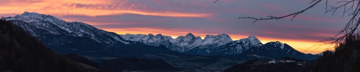 Fototapeta na wymiar Sunset in the austrian alps, Pyhrn Priel, Upperaustria