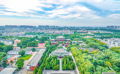 Aerial photography of Longxing Temple in Zhengding Ancient City, Zhengding County, Shijiazhuang City, Hebei Province, China