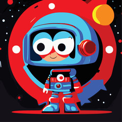 Cartoon astronaut color monsters aliens. vector illustration