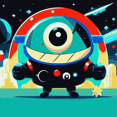 Cartoon astronaut color monsters aliens. vector illustration