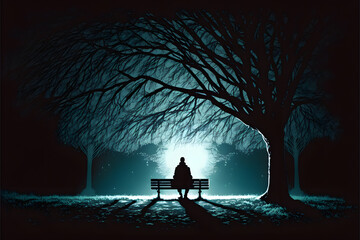 person sitting on a bench