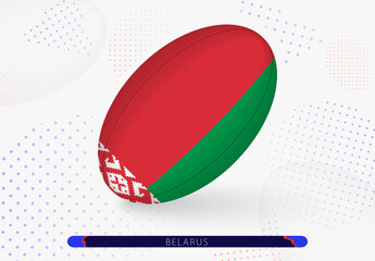 Rugby ball with the flag of Belarus on it. Equipment for rugby team of Belarus.