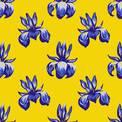 Iris flowers seamless pattern. Royal botanical textile print.