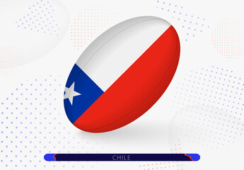 Rugby ball with the flag of Chile on it. Equipment for rugby team of Chile.