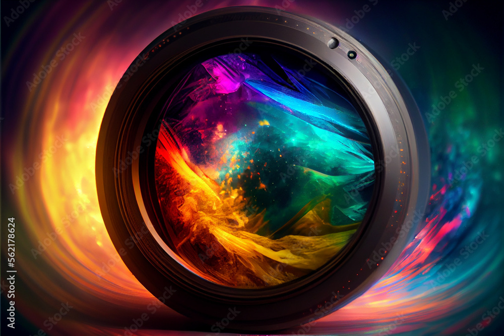 Aufkleber beautiful abstract surreal camera lens. generative ai technology
