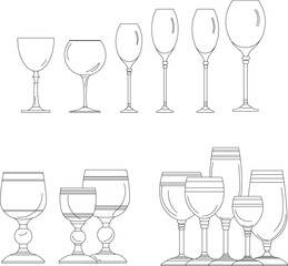 sketch vector illustration of arrangement of drink bottles and glasses in restaurant