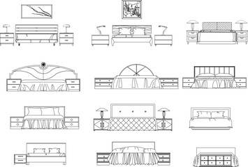 sketch vector illustration of luxury classic bed