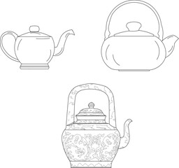 vintage teapot illustration vector sketch