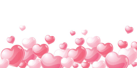 wave of love hearts illustration - valentines day design banner - obrazy, fototapety, plakaty