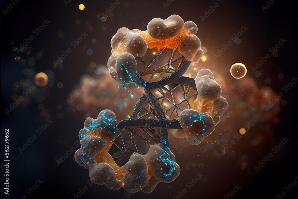 Aufkleber beautiful abstract surreal dna. generative ai technology