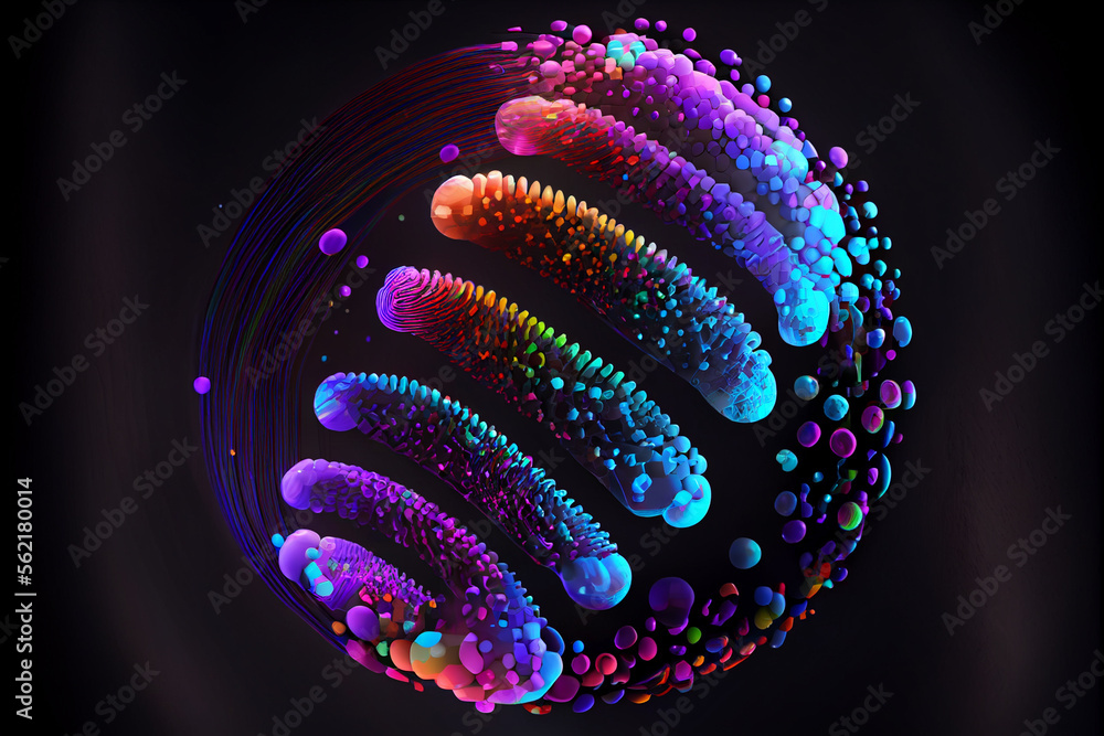 Poster beautiful abstract multi colored fingerprint and dna molecule on background texture for design.