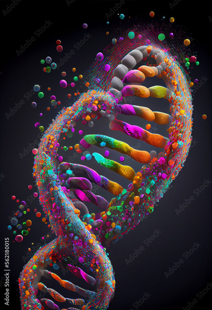 Aufkleber beautiful abstract multi colored fingerprint and DNA molecule on background texture for design.