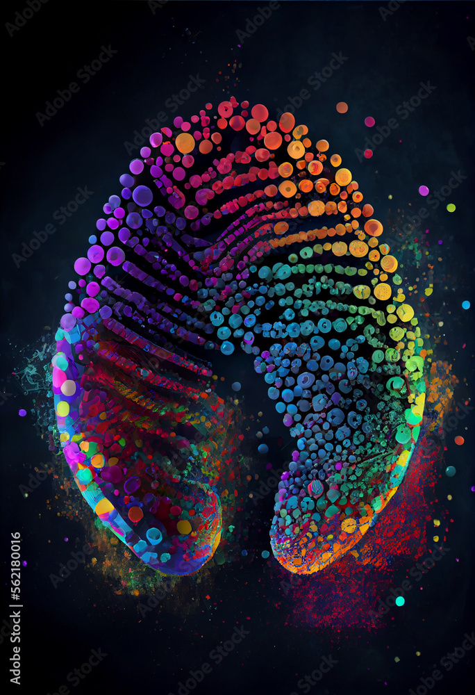Leinwandbilder beautiful abstract multi colored fingerprint and dna molecule on background texture for design.