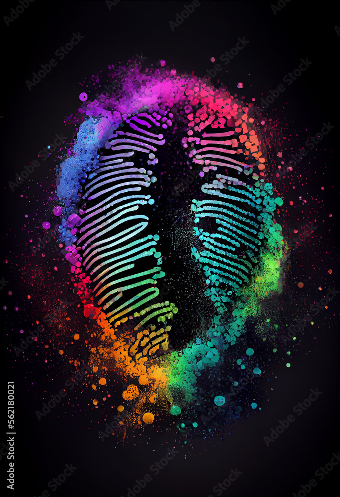 Fototapete beautiful abstract multi colored fingerprint and dna molecule on background texture for design.
