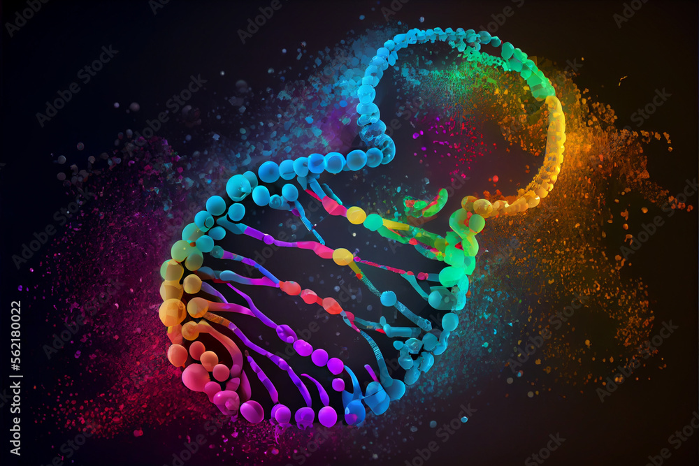 Leinwandbilder beautiful abstract multi colored fingerprint and DNA molecule on background texture for design.
