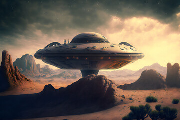 Naklejka na ściany i meble UFO - Alien spaceship - Alien abduction - Extraterrestrial - ET 