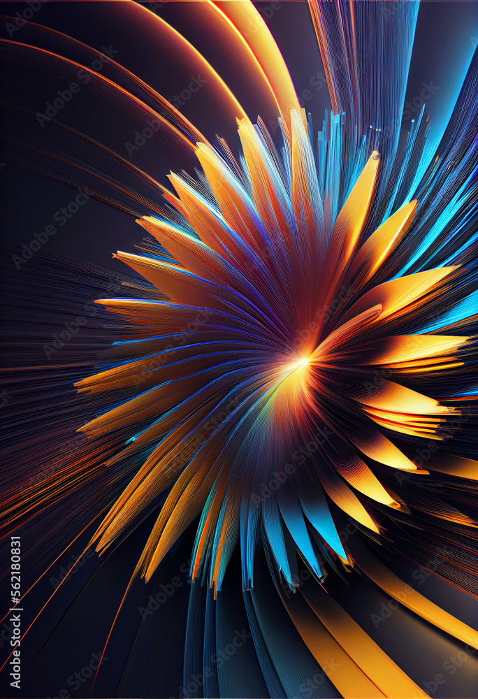 Fototapete Wonderful Abstract colourful line background. Starburst dynamic wave. Background pattern for design.