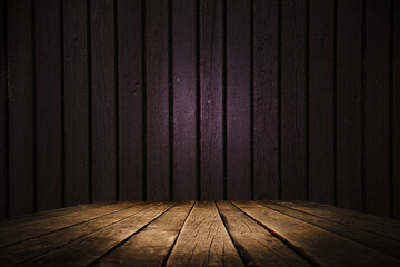 dark background. Empty workplace, in front of a package of abstracts. empty table
