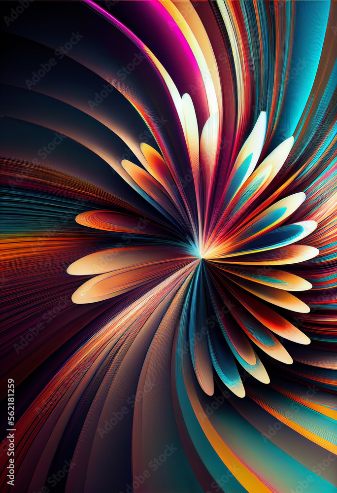 Poster Wonderful Abstract colourful line background. Starburst dynamic wave. Background pattern for design.