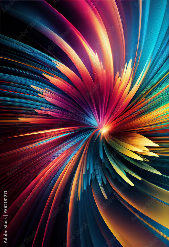 Poster Wonderful Abstract colourful line background. Starburst dynamic wave. Background pattern for design.
