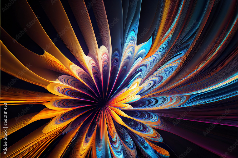 Poster Wonderful Abstract colourful line background. Starburst dynamic wave. Background pattern for design.