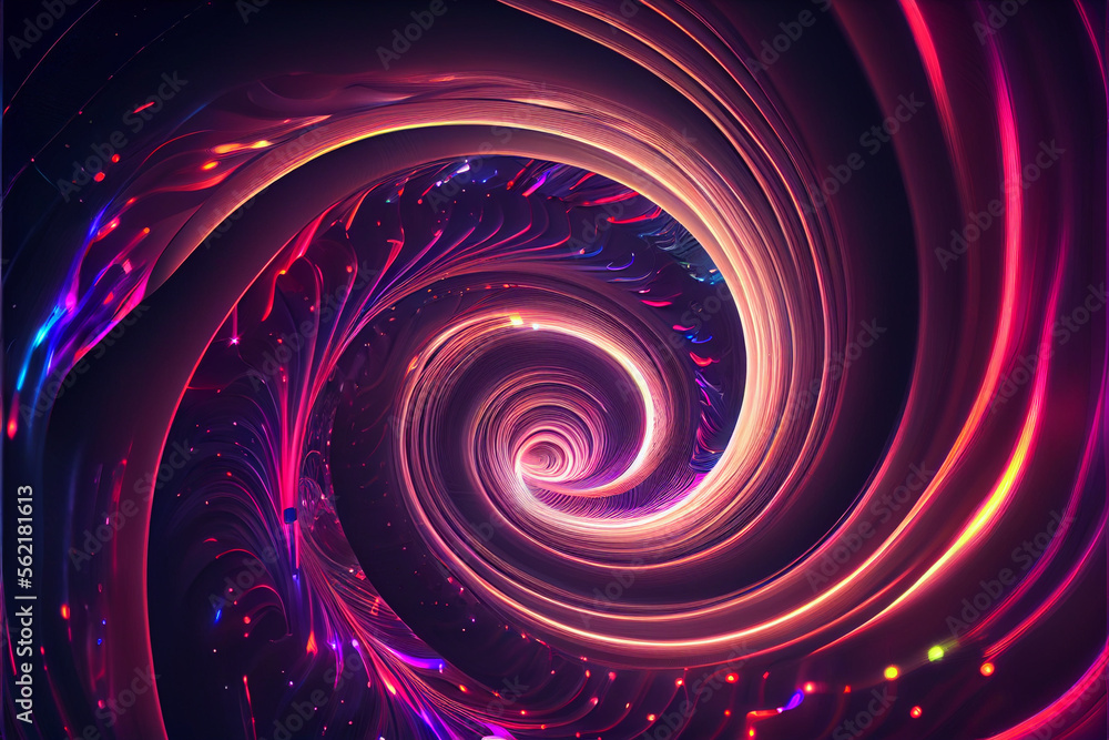 Leinwandbilder beautiful abstract swirl tunnel with neon light on a background pattern textured for design.