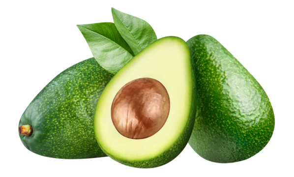 Group of delicious avocados with leaves cut out