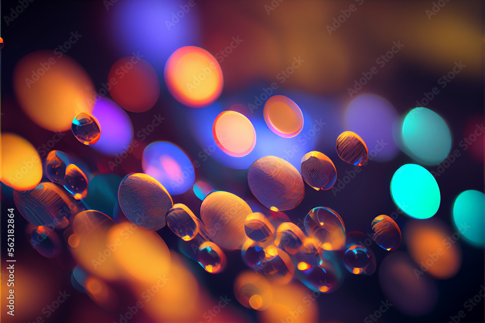 Poster beautiful colored bokeh on a dark abstract background