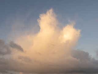 Blue cloudy sky background. Nature cloudscape scene.