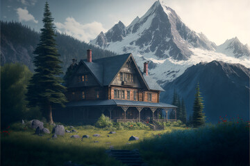 house in the mountains generative ai