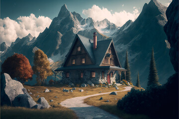 house in the mountains generative ai