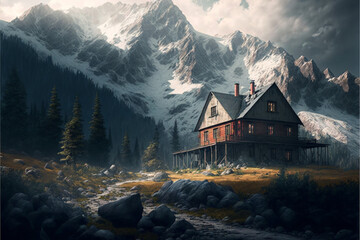 house in the mountains generative ai