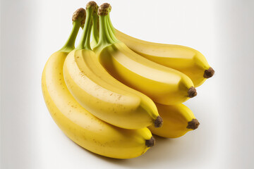 Bunch of bananas isolated on white background with clipping path and full depth of field. (ai generated)