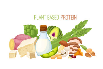 Plant based protein concept. Editable vector illustration