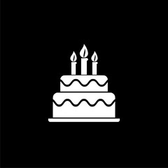 Birthday and dessert  icon isolated on black background.