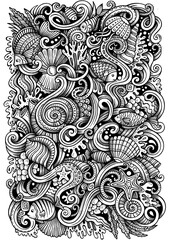Sealife doodle graphic hand-drawn illustration