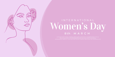 Beautiful women's day banner with line art decorative wishes greeting card