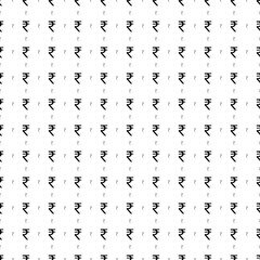 Square seamless background pattern from geometric shapes are different sizes and opacity. The pattern is evenly filled with big black indian rupee symbols. Vector illustration on white background