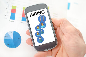 Hiring concept on a smartphone