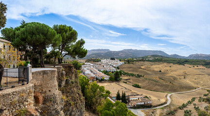 Fototapeta na wymiar Panoramic view on surrounding mountains in Ronda, Spain on October 23, 2022