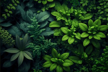 ﻿A group of green plants - Generative AI