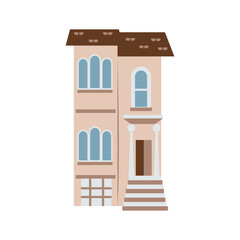 Beige modern house with round windows vector illustration.