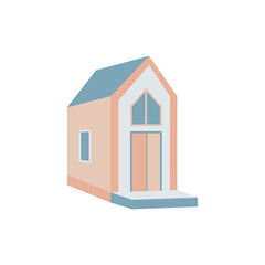 Turquoise modern house vector illustration.