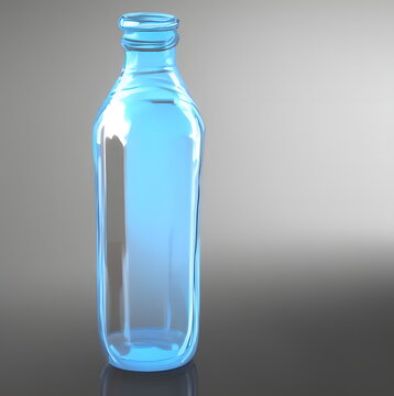 3d rendering illustration of glass water bottle, generative ai