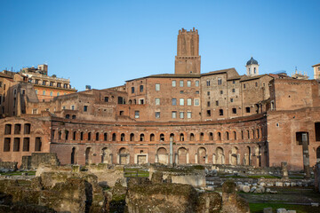 Fototapeta premium Ruins of Trajan's Market in the Roman Forum in Rome, Italy